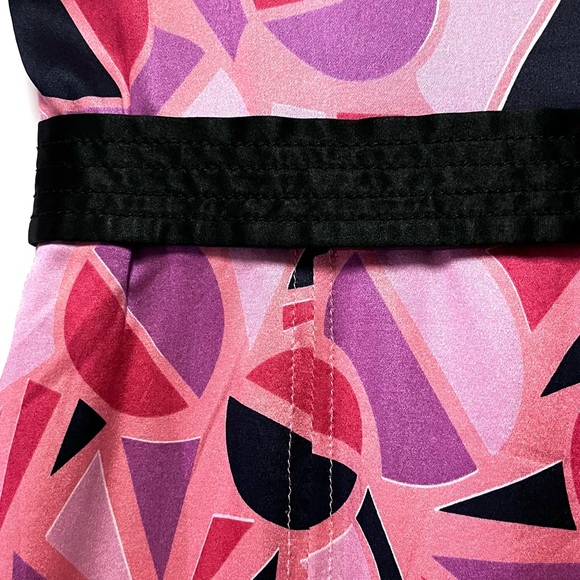 Marc Jacobs Silk Midi Dress 6 Pink Black Geometric Print Vintage Y2K Cocktail - Picture 10 of 16